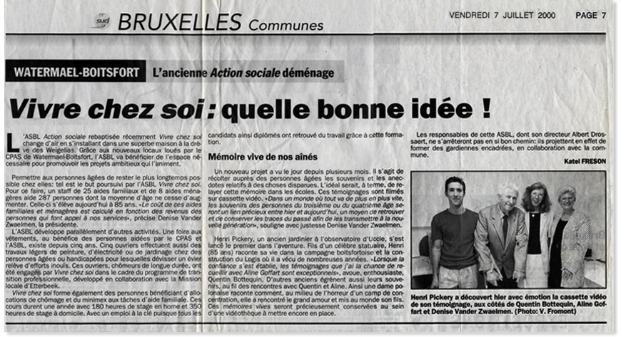 article consacré à Mémoire Vive dans le quotidien «La Lanterne» de juillet 2000