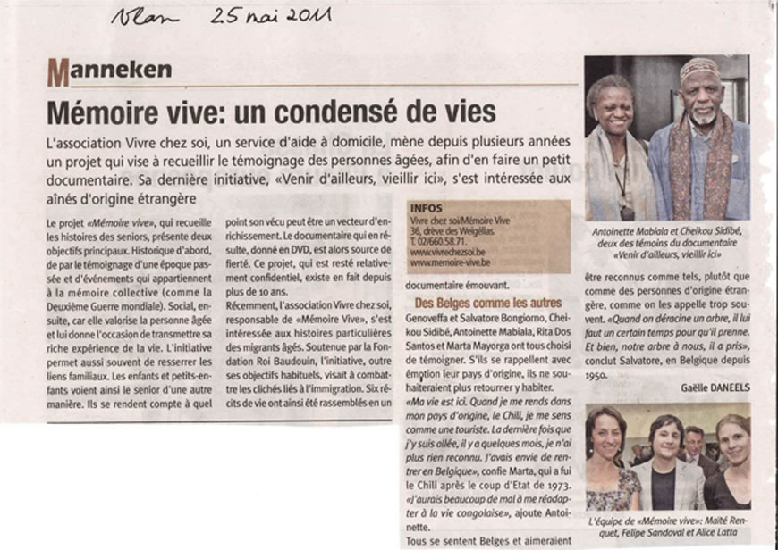 article consacré à Mémoire Vive dans le journal Le Vlan de Mai 2011